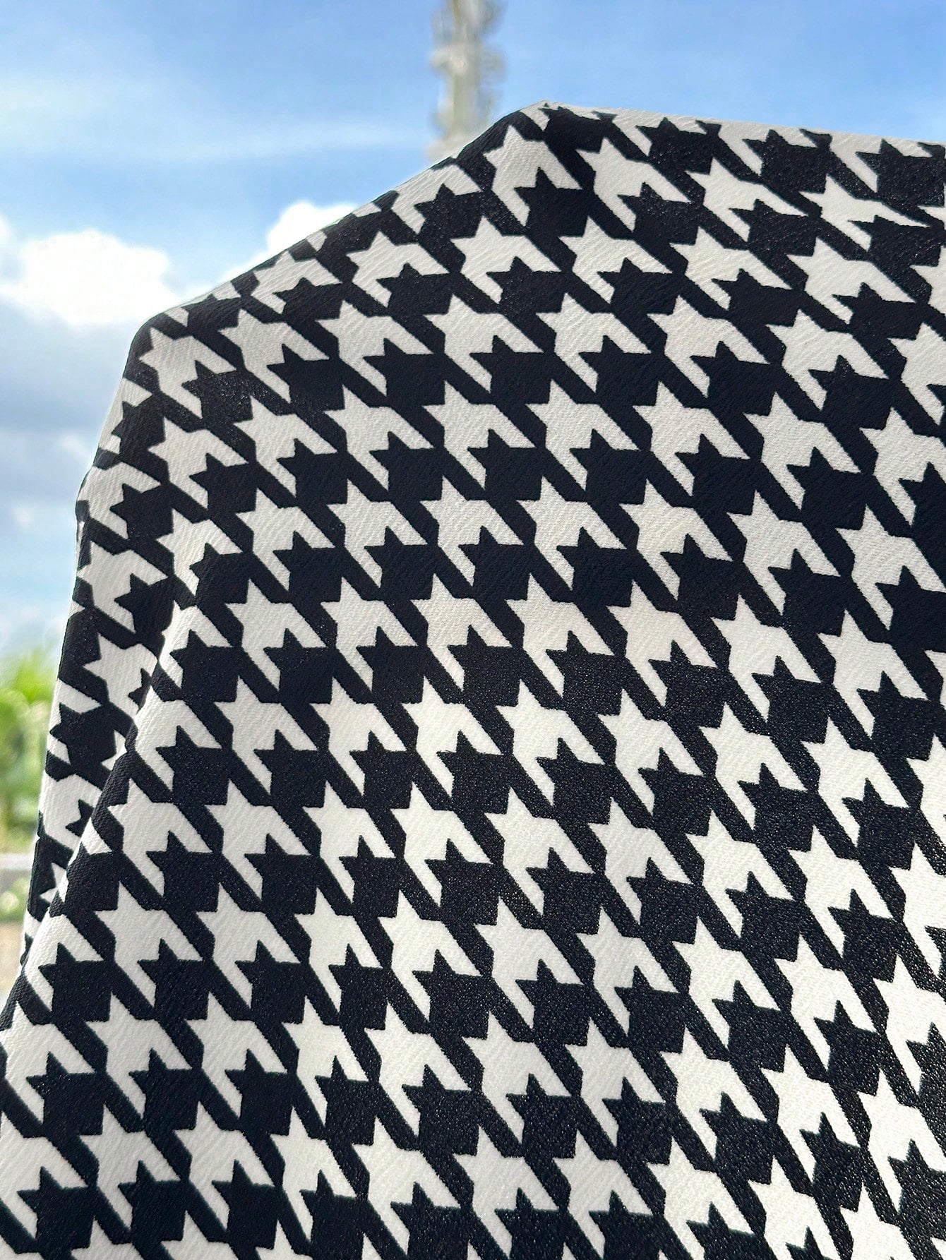Robe longue à manches longues avec motif pied-de-poule élégant