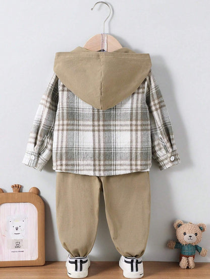 Ensemble de Top à capuche et pantalon avec motif à carreaux