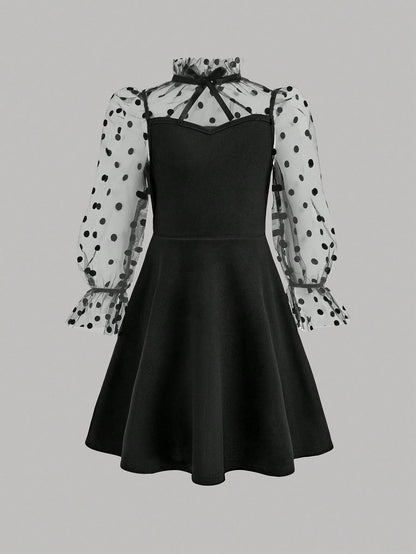 Robe longue à manches longues pour jeunes filles, élégante