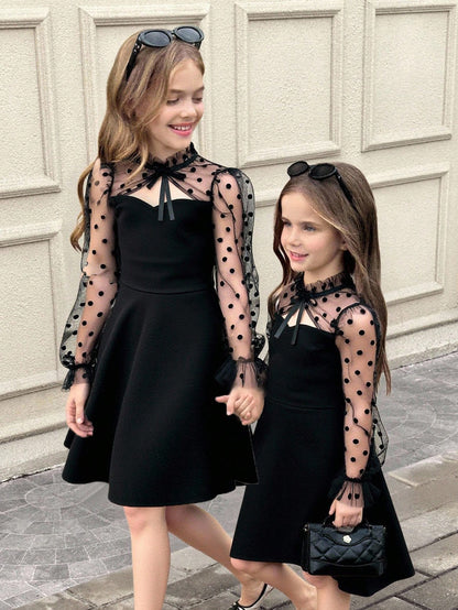 Robe longue à manches longues pour jeunes filles, élégante