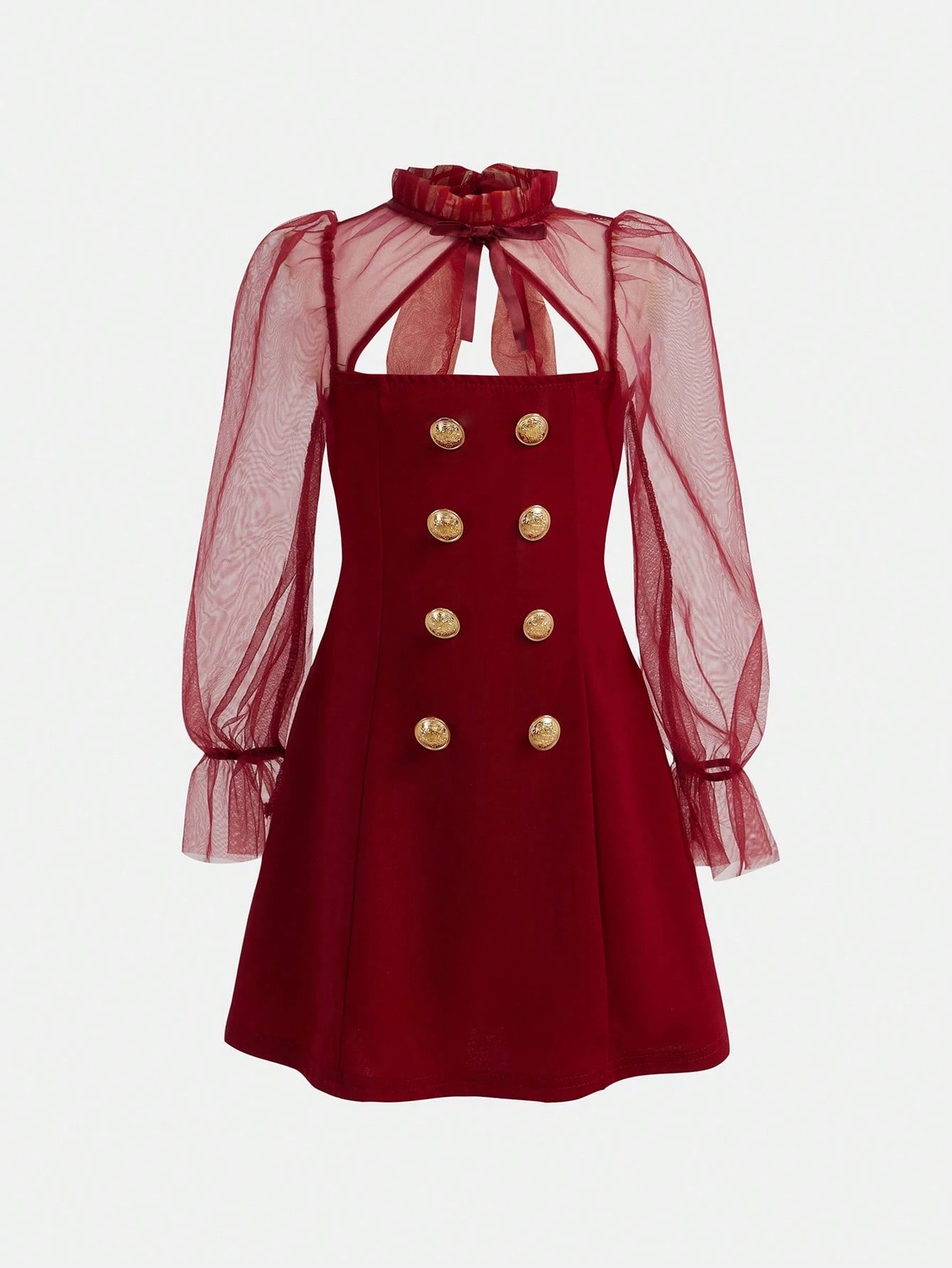 Robe à manches évasées en maille contrastée pour jeune fille,
